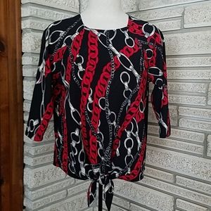 3/4 sleeve tie front top.